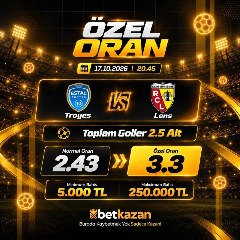 Betkazan Telegram: 🌫🌫🌫🌫🌫🌫🌫🌫 🌫🌫🌫🌫 🗓 17.10.2026 ⚽️ Troyes 🫢 Lens 🔝Toplam Goller : 2.5 Alt ❌ Eski…