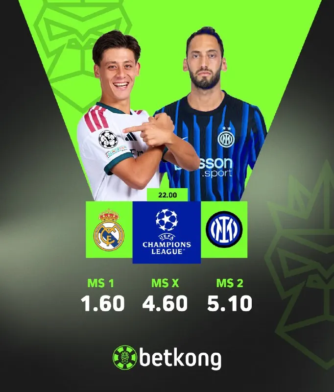 Betkong Telegram: ⚽️⚽️ Gecenin Maçında Real Madrid, Inter ile Karşı Karşıya! ☄️ Şampiyonlar…