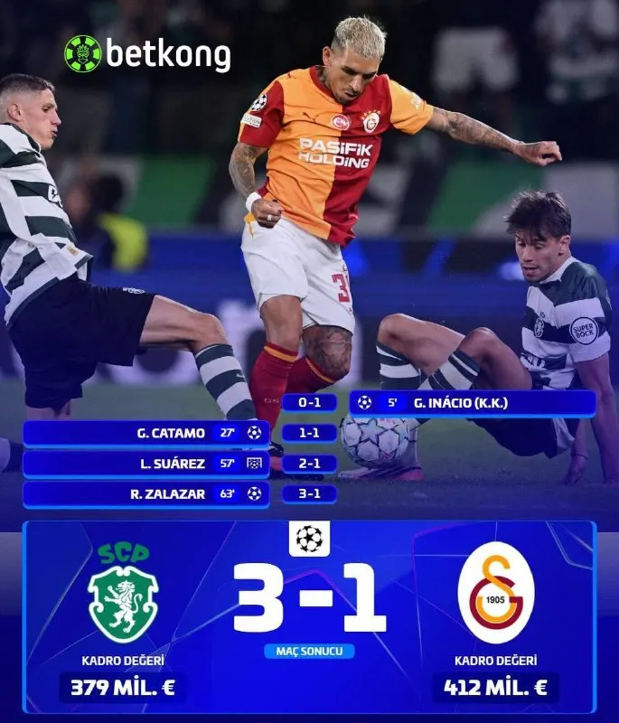 Betkong Telegram: 🟡🔴 Temsilcimiz Galatasaray, UEFA Şampiyonlar Ligi 1. Hafta maçında Sporting'e…