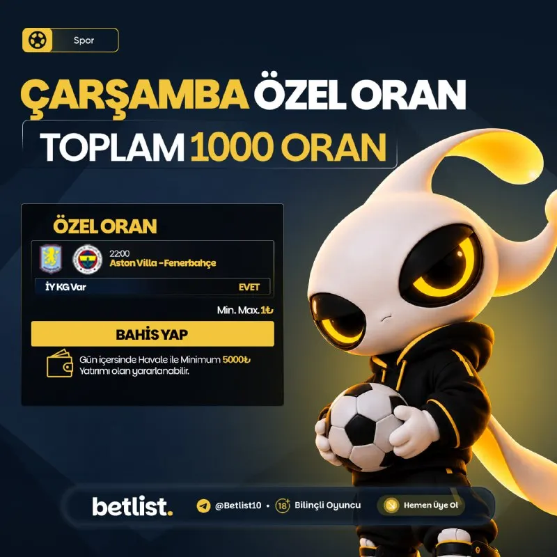 Betlist Telegram: 🔠🔠🔠🔠 🔠🔠🅰️🔠 ⚽️ Gün İçerisinde Havale İle Minimum 5.000₺ Ve Üzeri Yatırım Yap…