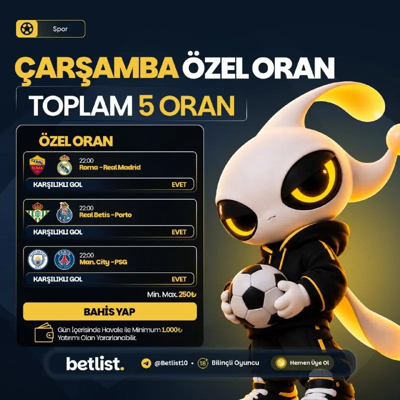 Betlist Telegram: 🔠🔠🔠🔠 🔠🔠🅰️🔠 ⚽️ Gün İçerisinde Havale İle Minimum 1.000₺ Yatırım Yap, Özel…
