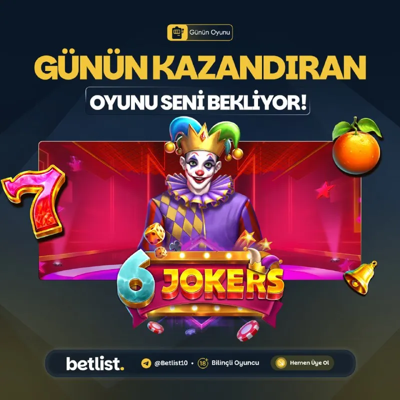 Betlist Telegram: 🔠🔠🔠🔠🔠 🔠🔠🔠🔠🔠 🃏 Günün Oyunu: 6 Jokers 🎪 Eğlence Dolu Dünyasında Şansını Katlamaya…