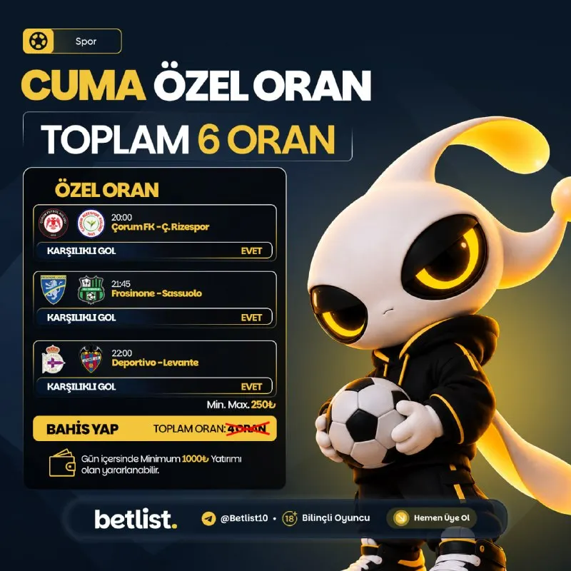 Betlist Telegram: 🔠🔠🔠🔠 🔠🔠🅰️🔠 ⚽️ Gün İçerisinde Havale İle Minimum 1.000₺ Yatırım Yap, Özel…
