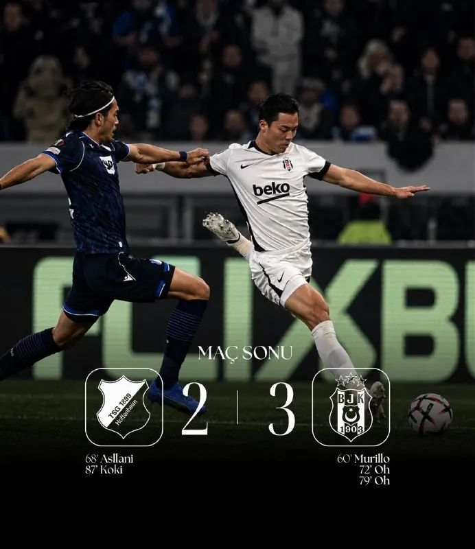Betmarino Telegram: ✍️ MAÇ SONUCU | Hoffenheim 2-3 Beşiktaş 👏🇹🇷