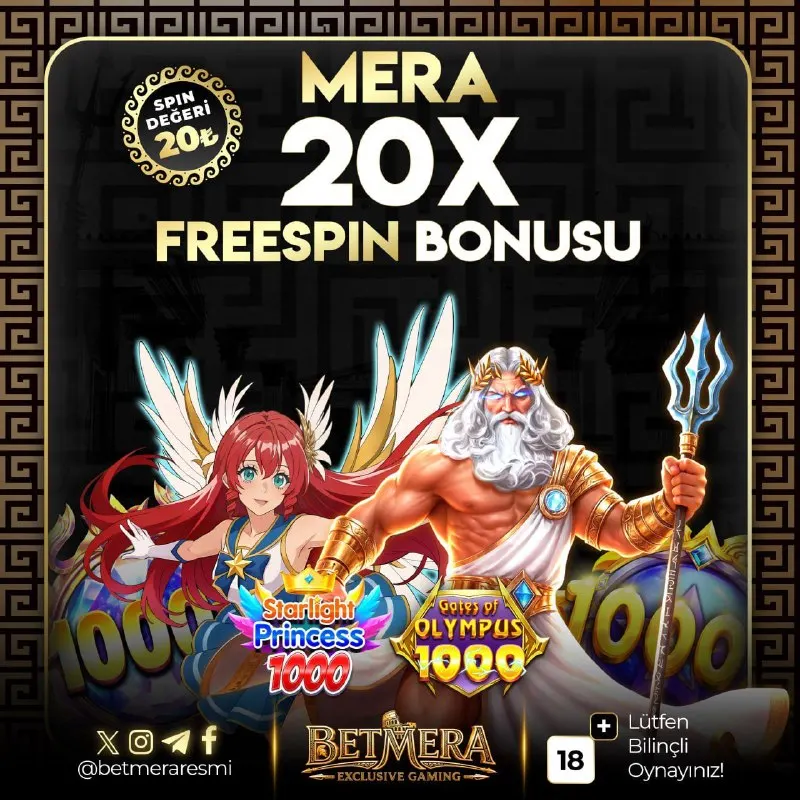 Betmera Telegram: 🔥 20X FREESPİN FIRSATI! 🔥 🎰 Olympus & Princess heyecanı bir arada! Freespin…