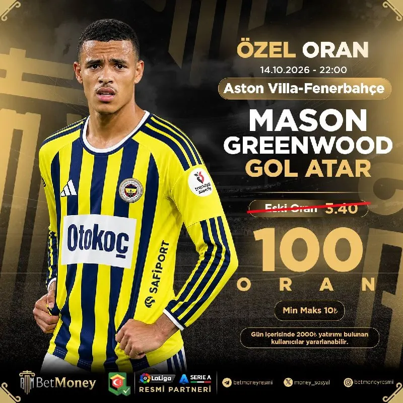 Betmoney Telegram: 🔥 Günün Özel Oranlı Kuponu BetMoney’de! 🎯 GREENWOOD GOL ATAR 💥 Özel Oran: 100 📉…