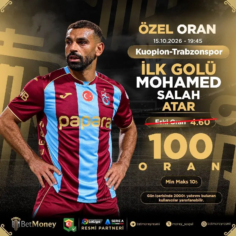 Betmoney Telegram: 🔥 Günün Özel Oranlı Kuponu BetMoney’de! 🎯 İlk Golü Salah Atar 💥 Özel Oran: 100…