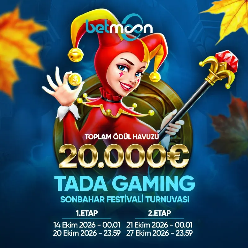 Betmoon Telegram: 🤡 BETMOON SONBAHAR FESTİVALİ BAŞLIYOR! 🏆 TADA GAMING TURNUVASI 💰 20.000 €…
