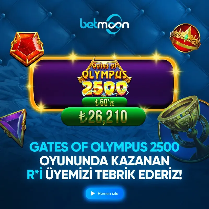 Betmoon Telegram: 🔞 BÜYÜK KAZANÇ, TEBRİKLER! 🔞 Gates of Olympus 2500 oyununda 26.210 TL kazanan…