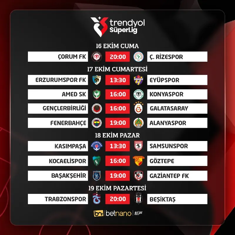 Betnano Telegram: SÜPER LİG 8. HAFTA KARŞILAŞMALARI ⚪ 2026/27 Süper Lig sezonu devam ediyor. Bu…