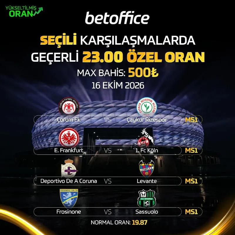 Betoffice Telegram: 🏆 BetOffice'te Günün Maçlarına Özel Yükseltilmiş Oran! ⚽ Çorum FK 🆚 Çaykur…