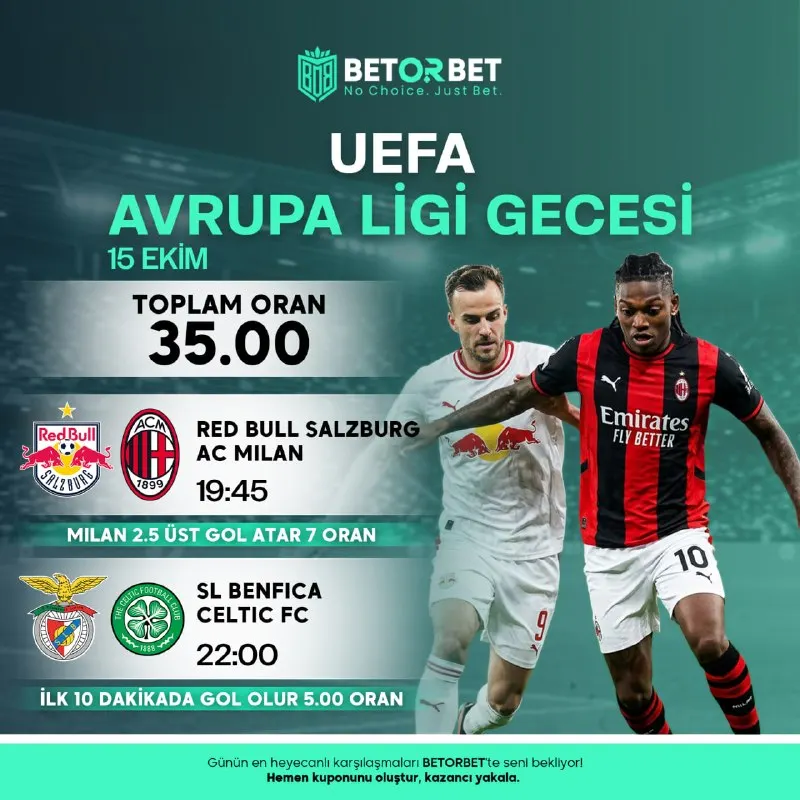 Betorbet Telegram: ⭐️ ÖZEL ORAN ETKİNLİĞİ ⚽️ AVRUPA LİGİ GECESİ Redbull Salzburg - Ac Milan 🔤MİLAN…
