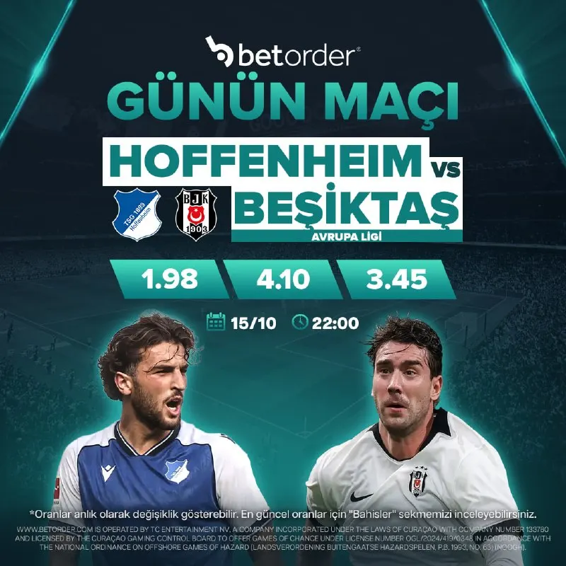 Betorder Telegram: 🔥🌍 AVRUPA LİGİ’NDE GECENİN RANDEVUSU! 🏆🌍 🦅 Beşiktaş, Hoffenheim deplasmanında…