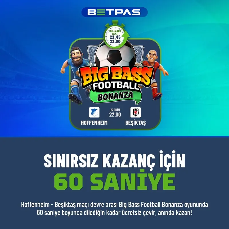 Betpas Telegram: ⌛️ SINIRSIZ KAZANÇ İÇİN 60 SANİYEN VAR! 🔸 Hoffenheim - Beşiktaş🤍 maçının devre…