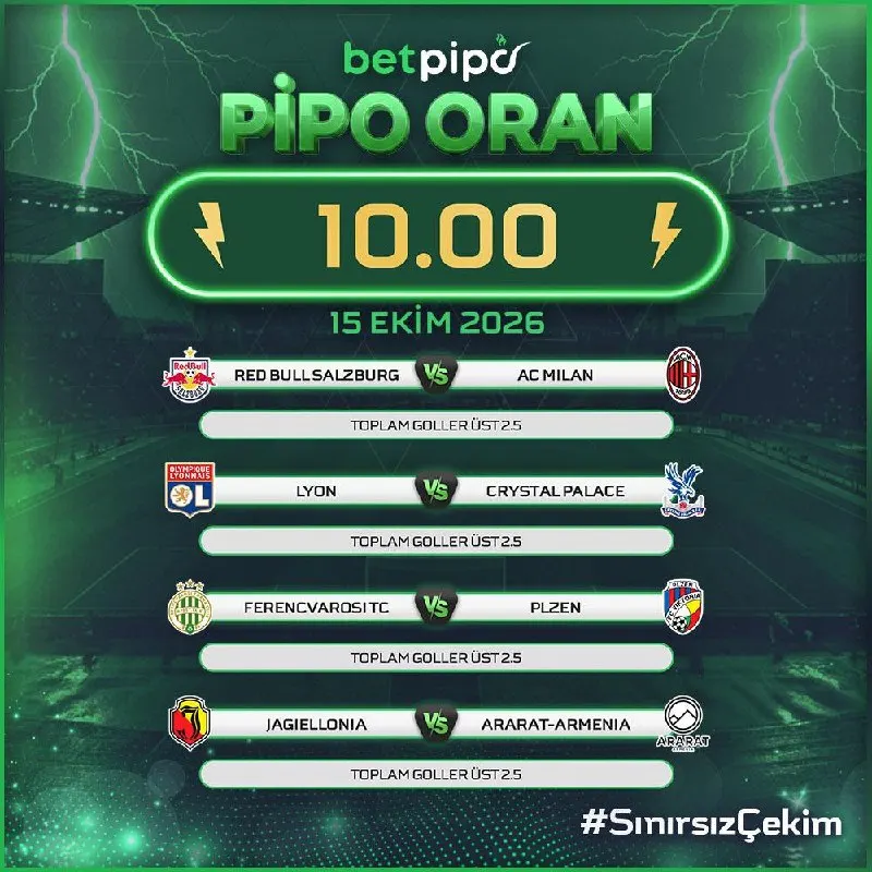 Betpipo Telegram: 🚨 10X ORAN FIRSATI! ⚽ Birçok maç, tek kuponda buluşuyor. 📌 Son 7 gün İçerisinde…