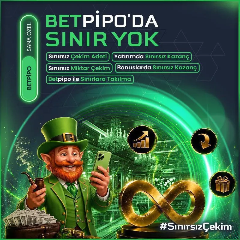 Betpipo Telegram: 🍀 BETPİPO’DA SINIR YOK! ✅ Sınırsız çekim adedi ✅ Sınırsız miktarda çekim ✅…