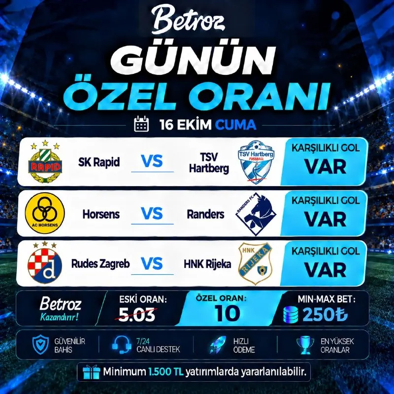 Betroz Telegram: 🔼 BETROZ ÖZEL ORAN! 🔼 SK Rapid - TSV Hartberg Horsens - Randers Rudes Zagreb…