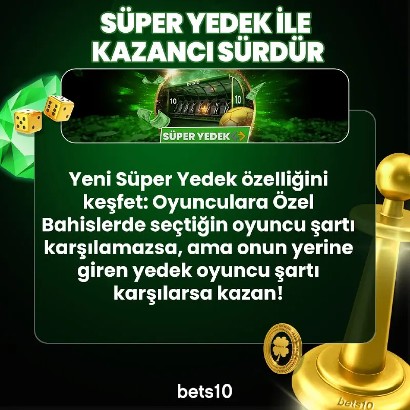 Bets10 Telegram: ⭐️ Süper Yedek özelliğiyle kazancını garantiye al! Seçtiğin oyuncu şartı…