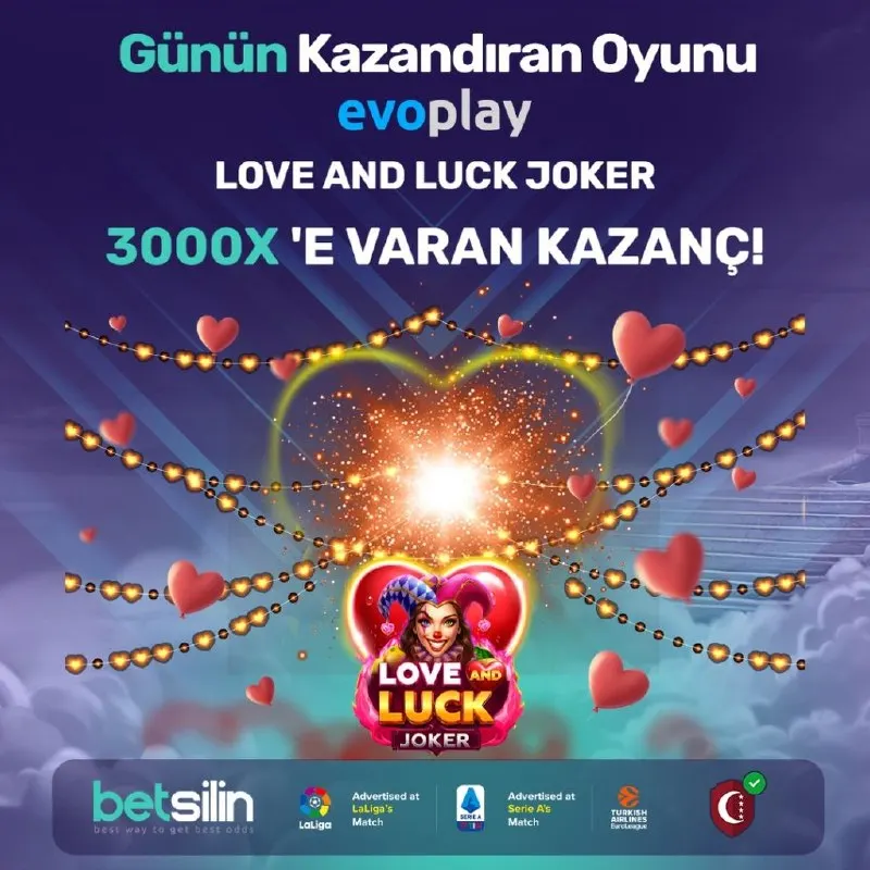 Betsilin Telegram: ⚡️ BETSİLİN'DE GÜNÜN EN ÇOK KAZANDIRAN OYUNU: Love and Luck Joker! 🤡 🎰 Aşkın…