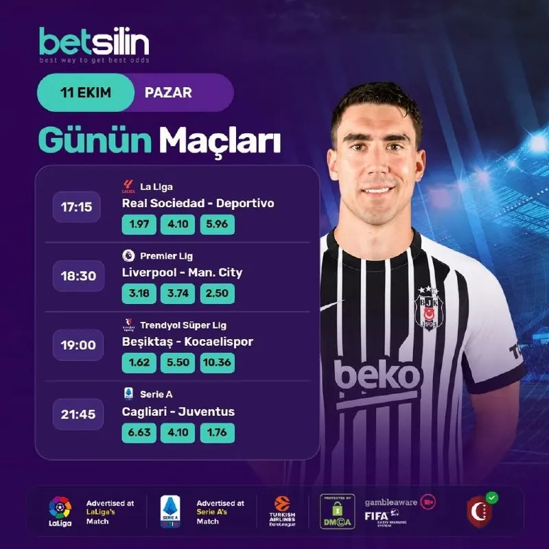 Betsilin Telegram: 🎯 HEYECAN VE KAZANÇ DOLU BİR PAZAR BÜLTENİ BETSİLİN'DE BAŞLIYOR! 🎯🔥 📅 11 EKİM…