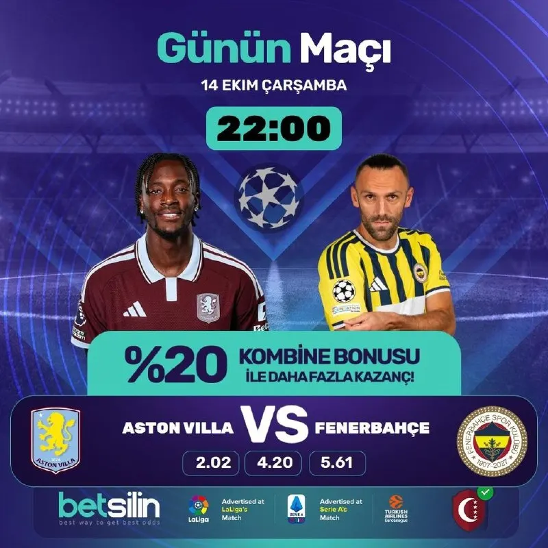 Betsilin Telegram: 🎯 ŞAMPİYONLAR LİGİNDE FENERBAHÇE'NİN GECESİ BETSİLİN'DE BAŞLIYOR! 🏆 İngiliz…