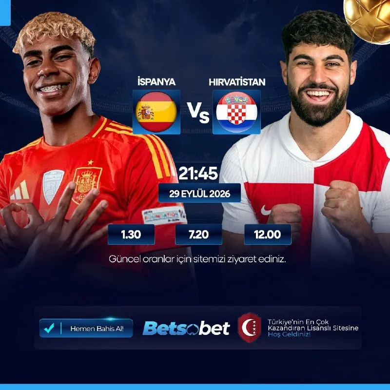 Betsobet Telegram: ⚽️MAÇ HEYECANI BETSOBET'TE YAŞANIR⚽️ ⚡️⚡️⚡️⚡️⚡️⚡️⚡️ 🇪🇸İSPANYA 🆚HIRVATİSTAN🇭🇷 ⏰…
