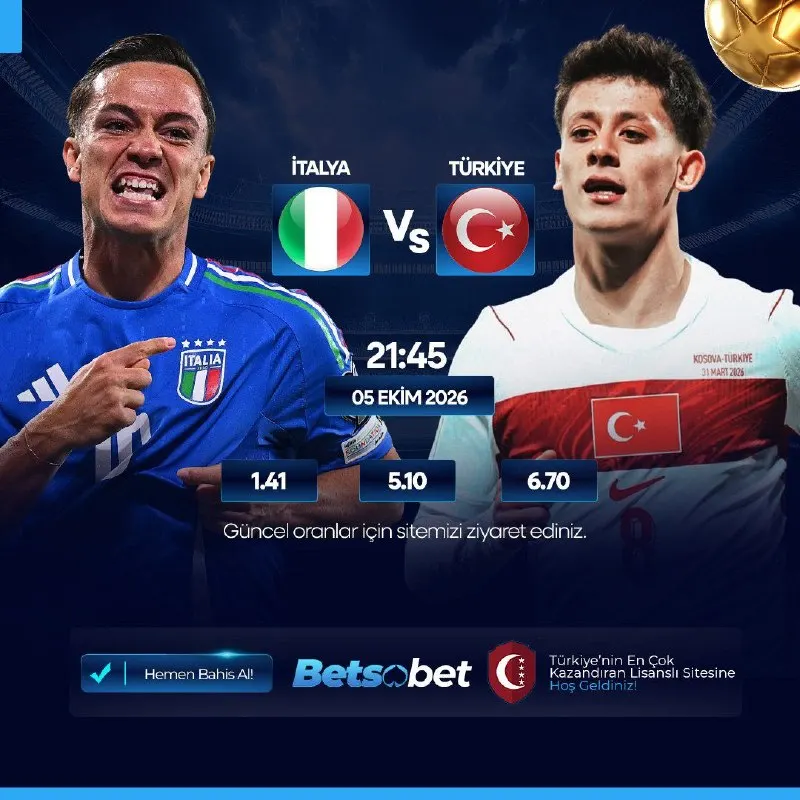 Betsobet Telegram: ⚽️MAÇ HEYECANI BETSOBET'TE YAŞANIR⚽️ ⚡️⚡️⚡️⚡️⚡️⚡️⚡️ 🇮🇹İTALYA🆚TÜRKİYE🇹🇷 ⏰ 21:45…