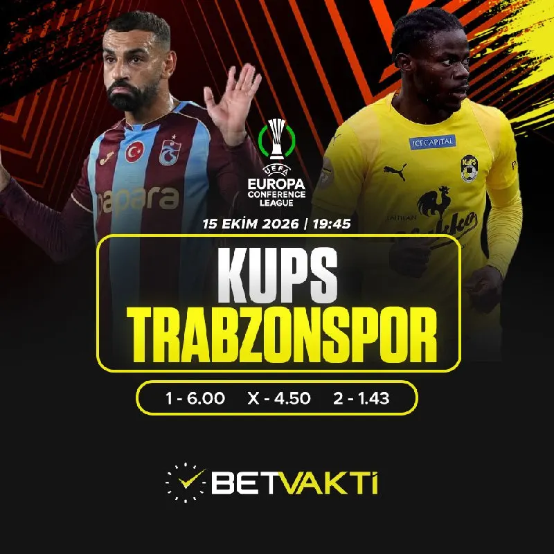 Betvakti Telegram: 🔥 Konferans Ligi’nde kritik gece ⏰ 19:45 KuPS - Trabzonspor Tur yolunda önemli…
