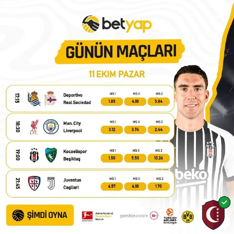 Betyap Telegram: 🚀 BU PAZAR FUTBOL HEYECANI DORUKTA! GÜNÜN ÇARPICI ORANLARI BEETYAP'TA! 🚀 📅 11…