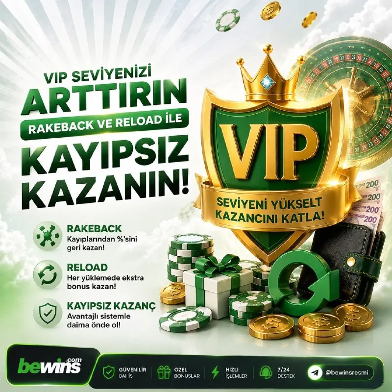 Bewins Telegram: 🛡 #BeWins'te VIP Seviyeni Yükselt, Kazancını Katla! 💰 Rakeback ile…