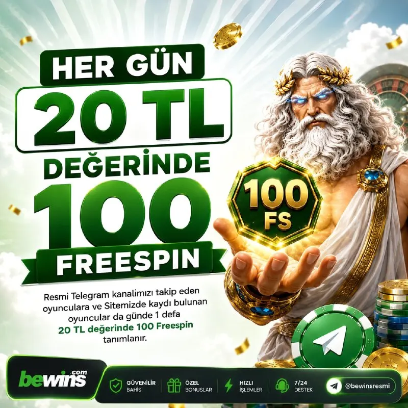 Bewins Telegram: 🎁 #BeWins'te Her Gün 20 TL Değerinde 100 Freespin Fırsatı! 🤖 Telegram Botumuzu…