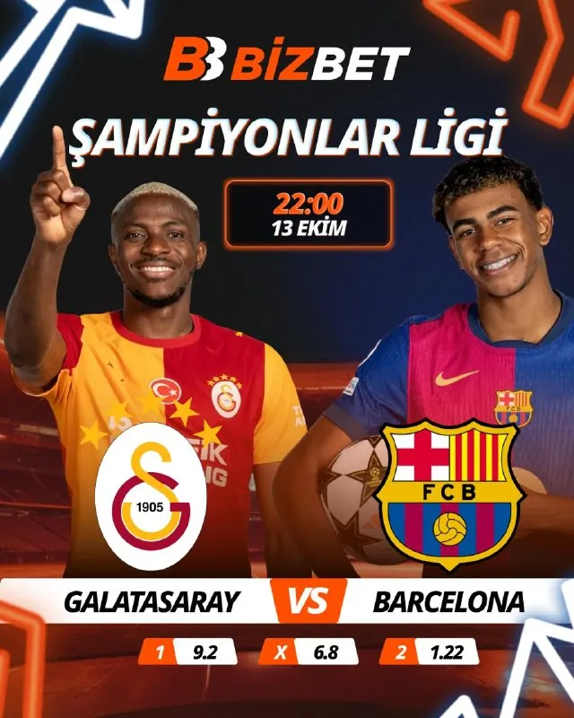 Bizbet Telegram: 🧡 Şampiyonlar Ligi’nde Dev Gece: Galatasaray, Barcelona’yı Ağırlıyor! ⚽️…