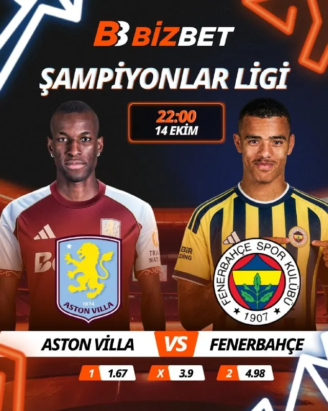 Bizbet Telegram: 🧡 Şampiyonlar Ligi’nde Dev Gece: Fenerbahçe, Aston Villa Deplasmanında! ⚽️…