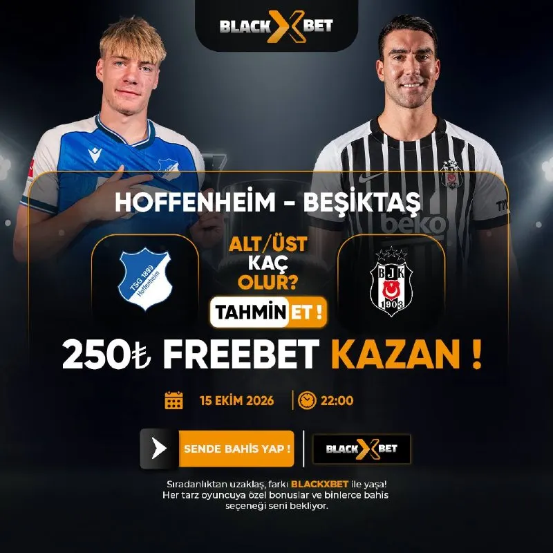 BlackXBet Telegram: ⚽️ ALT/ÜST TAHMİN Etkinliği Başladı! ⚽️ 🏆Doğru Bil, 250₺ Freebet’i Al! 🔄 250…
