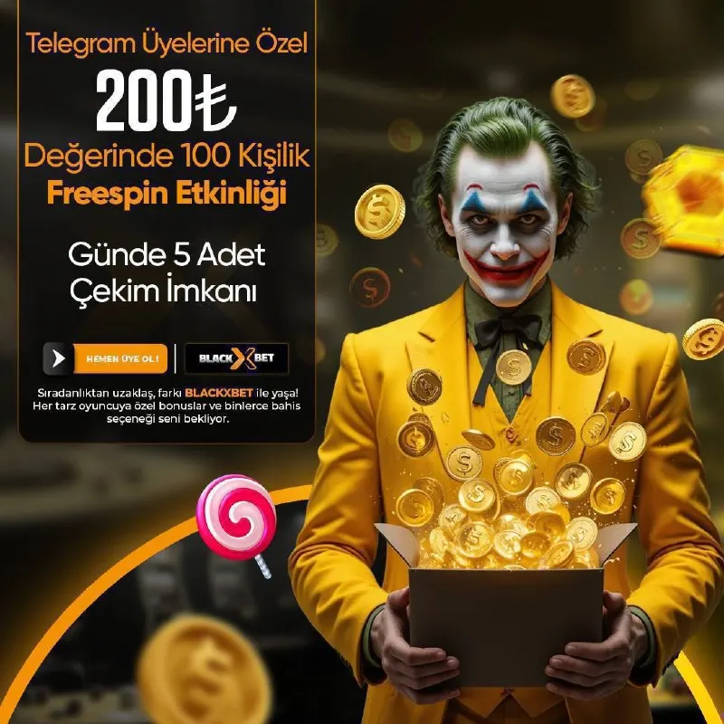 BlackXBet Telegram: 🌟BLACKXBET’TEN 200₺ DEĞERİNDE 100 KİŞİLİK YATIRIM ŞARTSIZ FREESPIN! ☔️ SWEET…