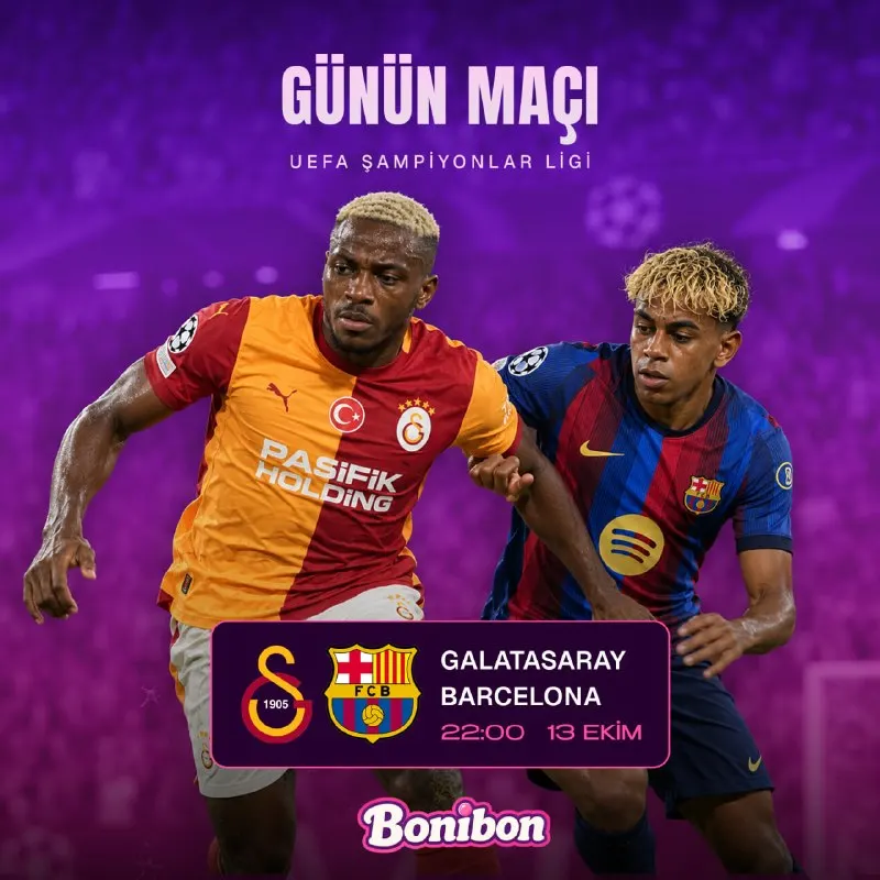 Bonibon Bahis Telegram: ⭐️ BONİBON’DA GÜNÜN MAÇI! Aslan Devler Sahnesinde! Galatasaray – Barcelona 🏆…