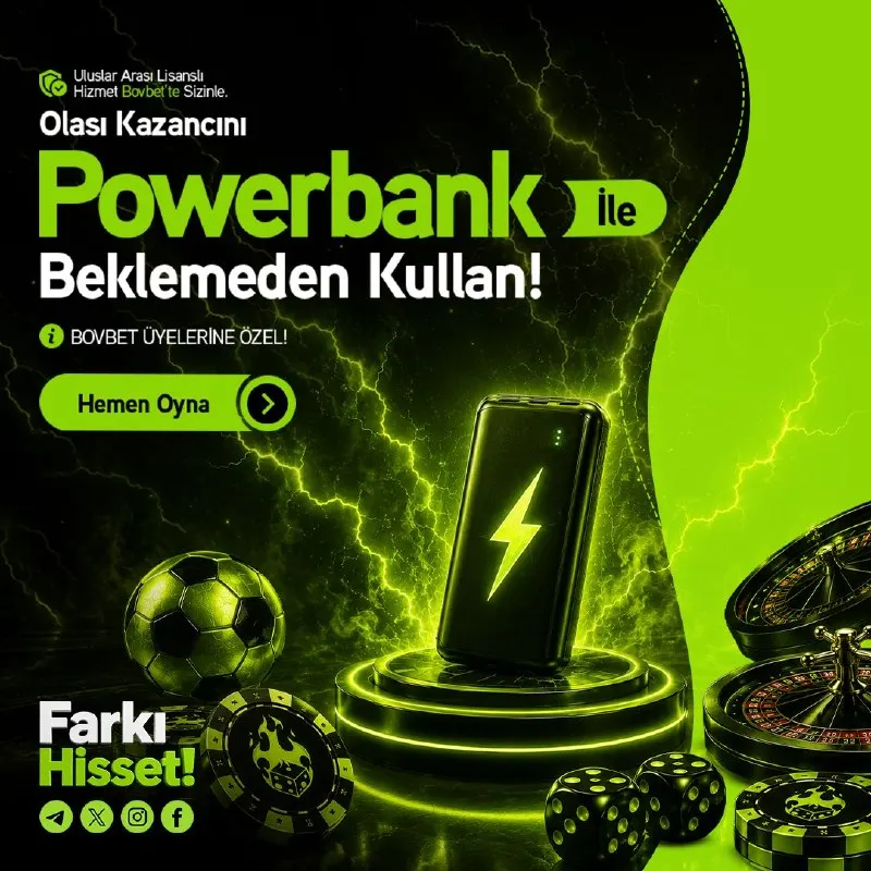 Bovbet Telegram: ⚡️ Gücünü hisset, oyunun temposunu yakala! ⚡️ 💚 Powerbank ile beklemeden…