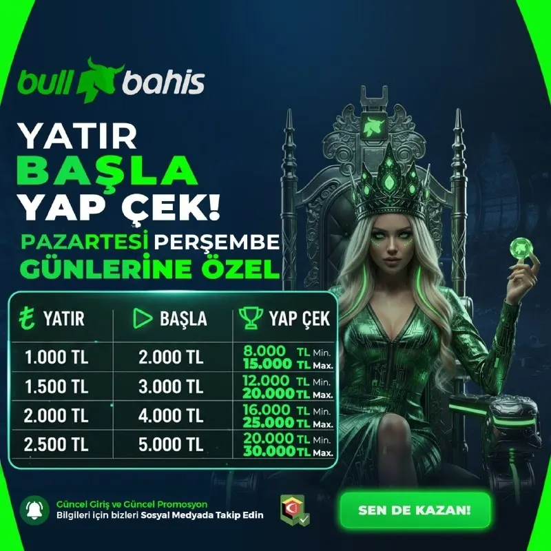 Bullbahis Telegram: 🎰SLOT OYUNCULARINA ÖZEL!🎰 📢PAZARTESİ 📢PERŞEMBE 🌟SADECE SLOT ALANINDA GEÇERLİ…