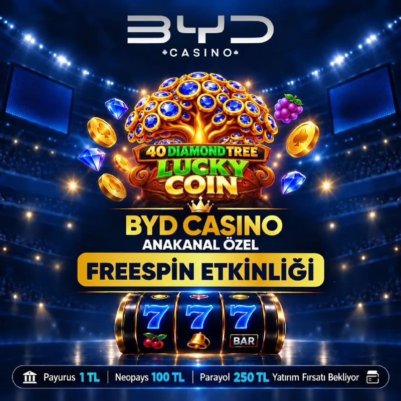 BYD Casino Telegram: 🩶🩶🩶🩶'dan ⚡️⚡️⚡️ Kişilik FREESPİN YAĞMURU! 🐰 Kod: MUTLUSABAHLARRRR 💝 Oyun: 40…