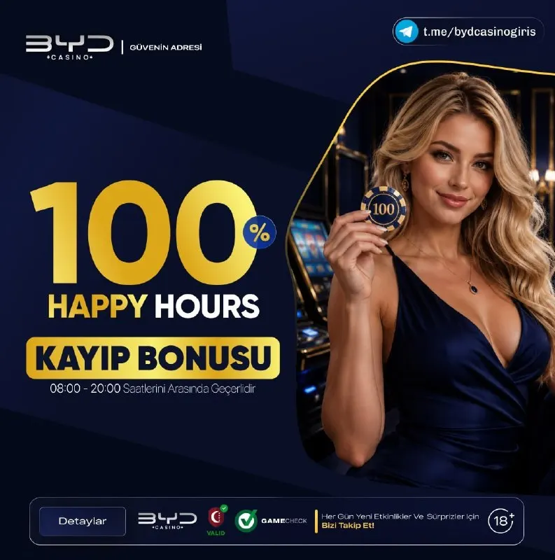 BYD Casino Telegram: 🩶🩶🩶🩶' da 🔣🤩🤩🤩 Happy Hours Fırsatı 😭 💰 MİNİMUM 500₺ MAKSİMUM 3.000₺ 💰 ❕…