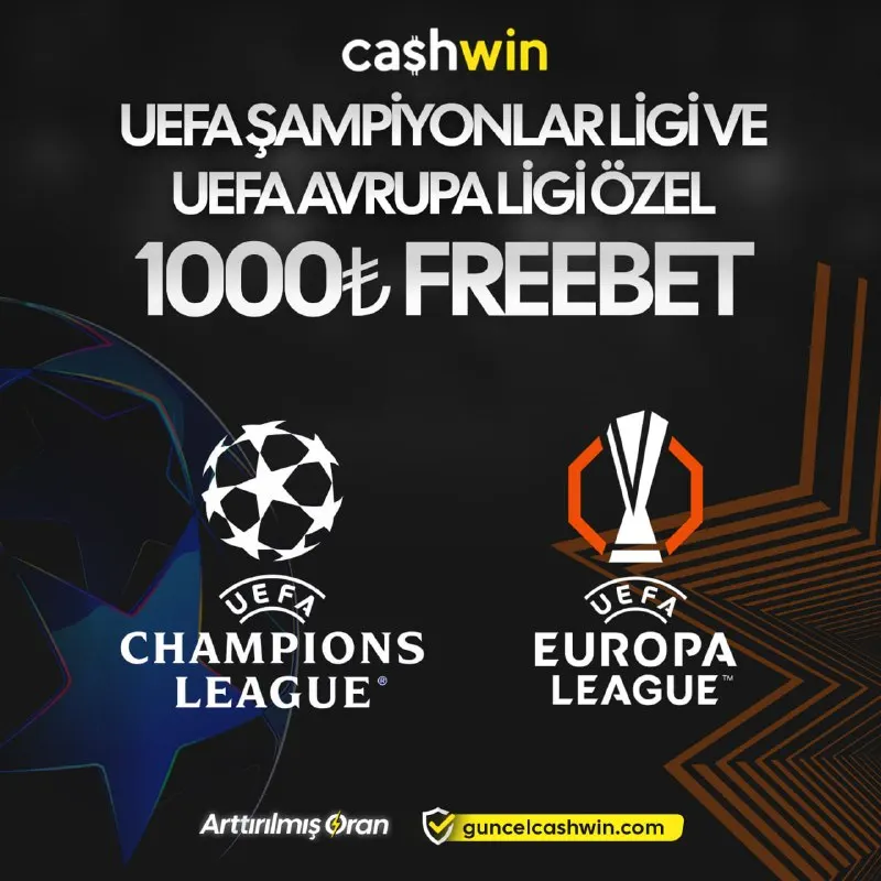 Cashwin Telegram: 🎰🎲🎯🎮💣🧨🧲⚔️ 🔥 CASHWIN'DEN 1000TL FREEBET! 🔥 🧡 UEFA Maçlarına özel FREEBET BONUSU!…