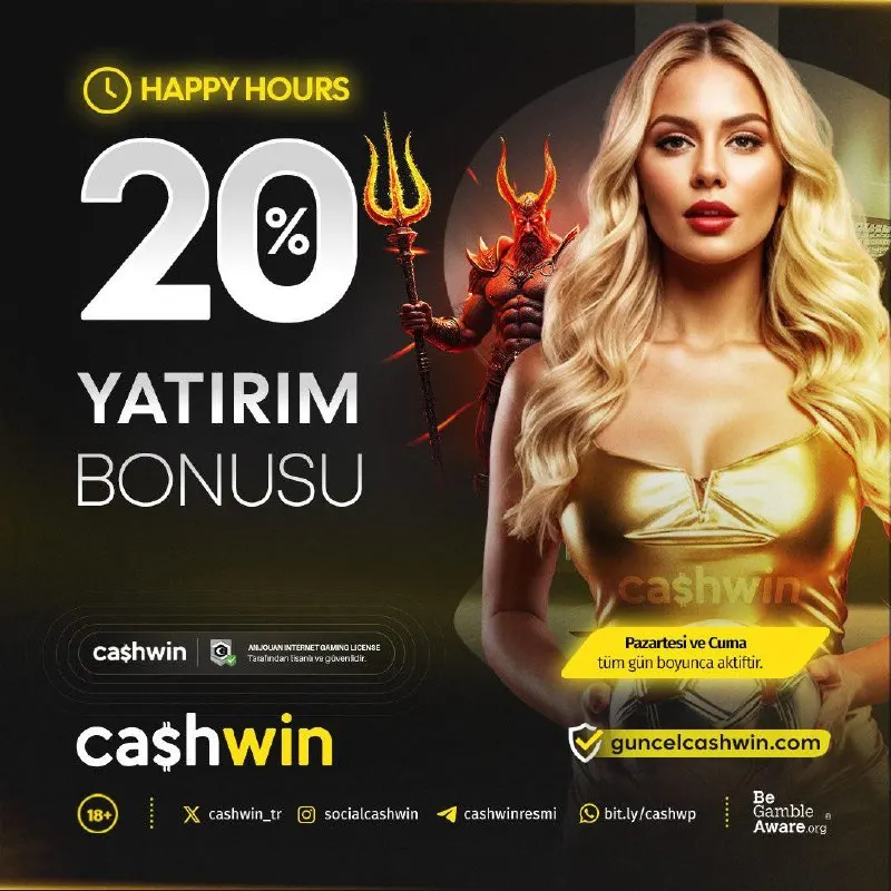 Cashwin Telegram: 🎰🎲🎯🎮🕐🕑🕒🕓 🔈 Cashwin'de Happy Hours Devam Ediyor! 🚀 ✨ %20 Yatırım Bonusu…