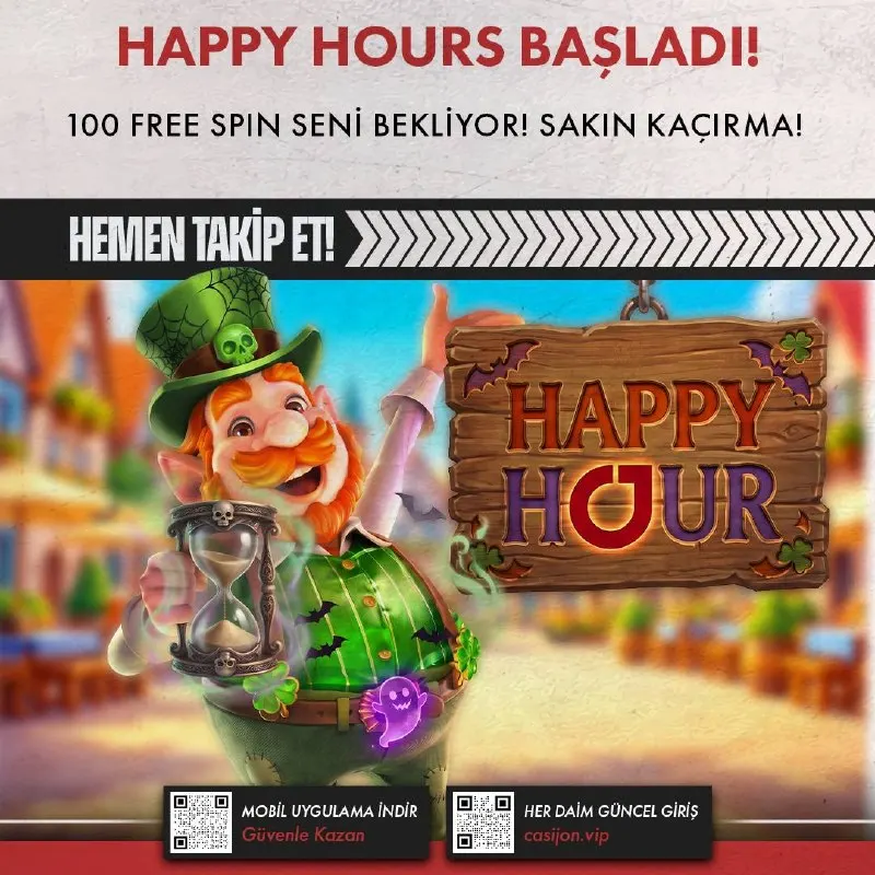 Casijon Telegram: 🔑 CASİJON’DA HAPPY HOURS BAŞLADI! 💰 Happy Hours etkinliğine özel tam 100…
