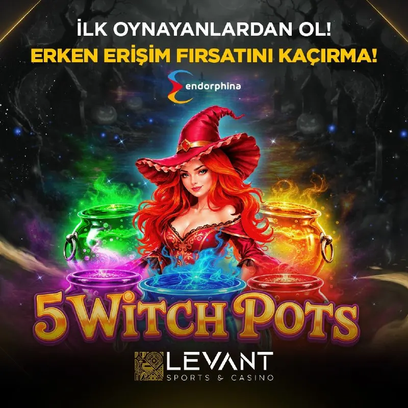 Casino Levant Telegram: ✅ LEVANT İÇİN ERKEN ERİŞİM VAKTİ! 5 Witch Pots 🧙‍♀️ şimdi CasinoLevant'ta! İlk…