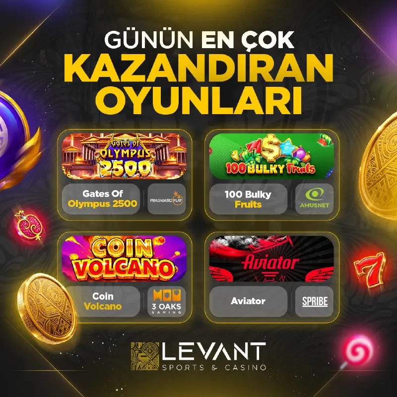 Casino Levant Telegram: GÜNÜN EN ÇOK KAZANDIRAN OYUNLARI SENİ BEKLİYOR!💰 • Gates of Olympus 2500 ⚡️ •…