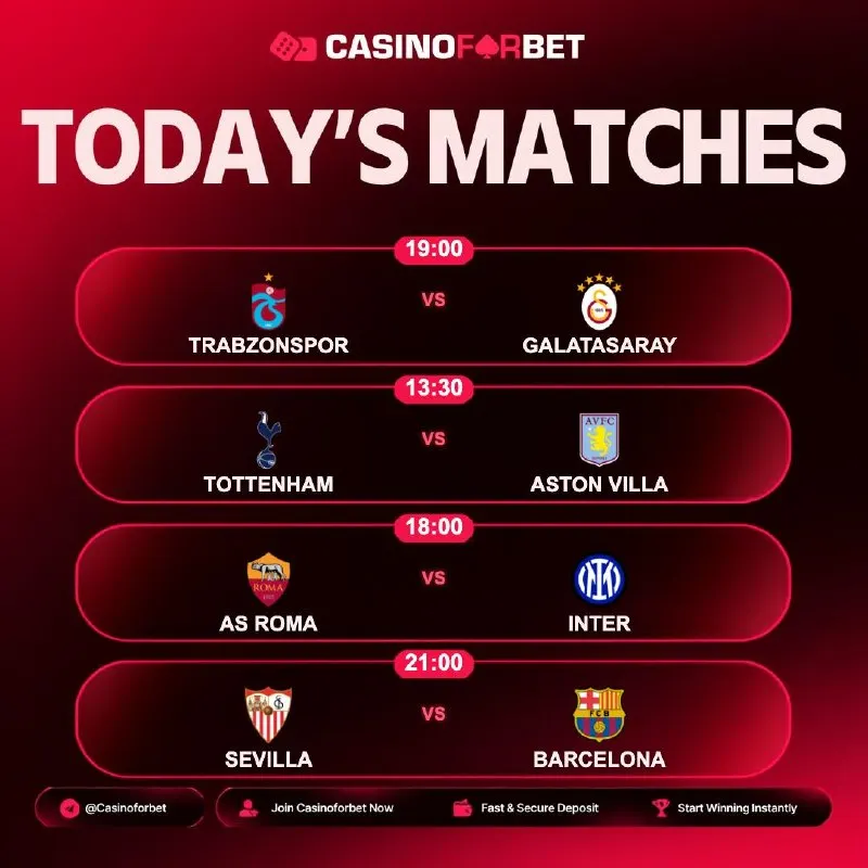Casinoforbet Telegram: ⚽️ Matches of the Day on Casinoforbet! 🗓 19.09.2026 ⏰ 19:00 | TRABZONSPOR 🎲…