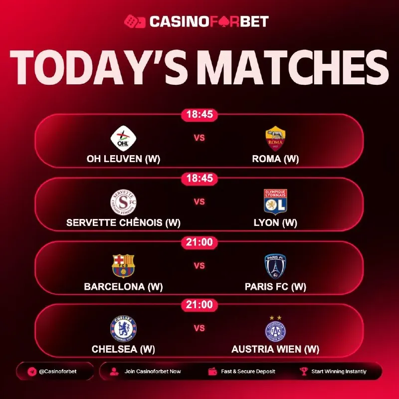 Casinoforbet Telegram: ⚽️ Matches of the Day on Casinoforbet! 🗓 23.09.2026 ⏰ 18:45 | OH LEUVEN (W) 🎲…