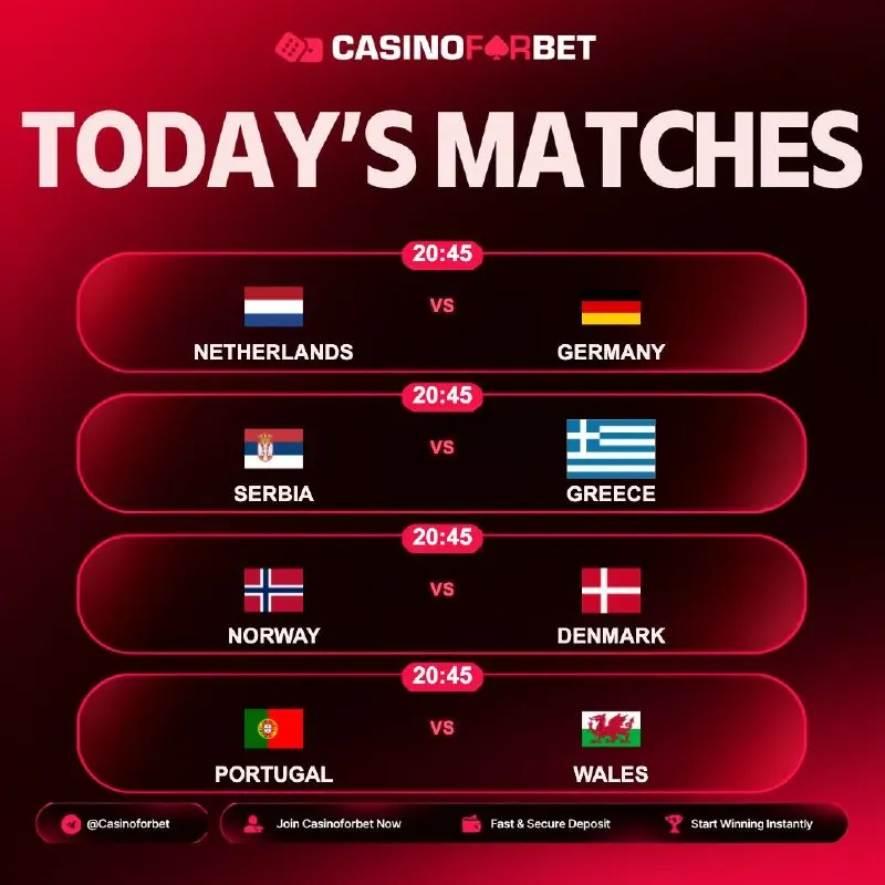 Casinoforbet Telegram: ⚽️ Matches of the Day on Casinoforbet! 🗓 24.09.2026 ⏰ 20:45 | NETHERLANDS 🎲…