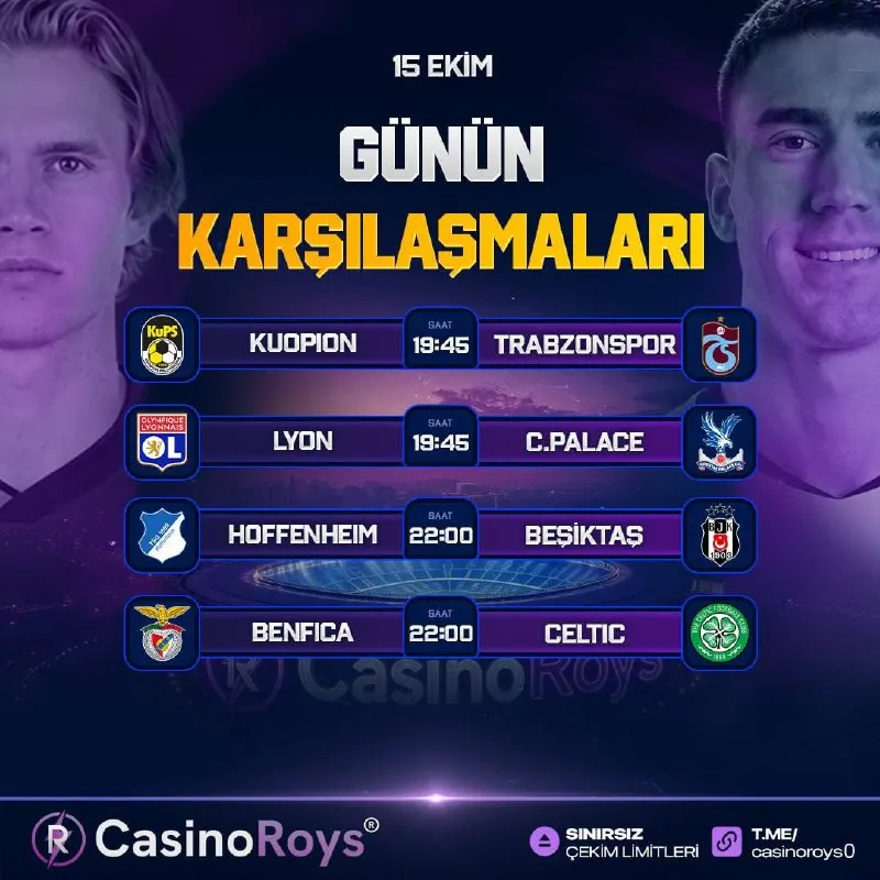 CasinoRoys Telegram: ⚡️ GÜNÜN ÖNE ÇIKAN KARŞILAŞMASI EN YÜKSEK ORANLARLA #CASİNOROYS'TA! ⚡️ ⚽️…