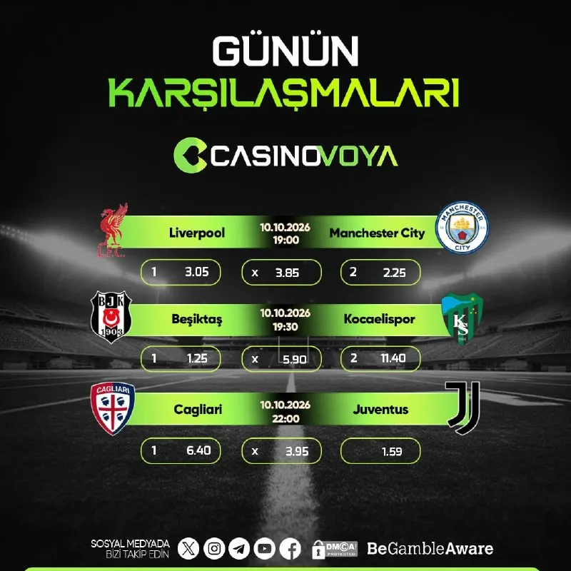 CasinoVoya Telegram: 🔥 GÜNÜN MANŞET MAÇLARIYLA KAZANMAYA HAZIR MISIN? Yeşil sahada heyecan tavan…